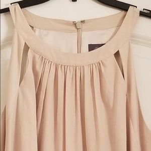 Knee length powder pink dress with fringe/tassels